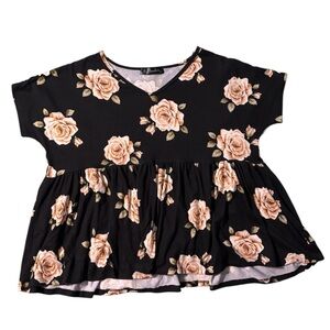 Elegant Floral Black Blouse